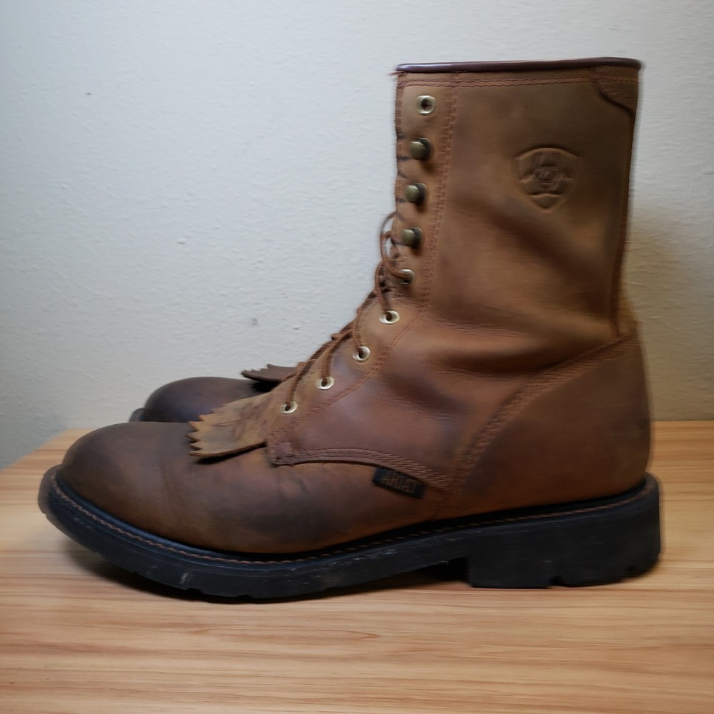 Ariat Cascade Lace Up Leather Work Boot Brown Farm Chore Rugged Outdoor Size 14D